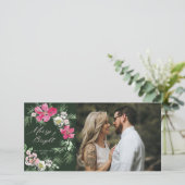 Merry and Bright Green Roze Waterverf Flowers Feestdagenkaart (Staand voorkant)