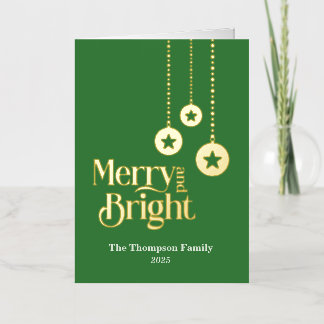 "Merry and Bright" Groen Gevouwen Folie Vakantie K Folie Feestdagenkaart