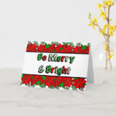Merry and Bright Hand Drawn Poinsettias Kaart (Gele Bloem)