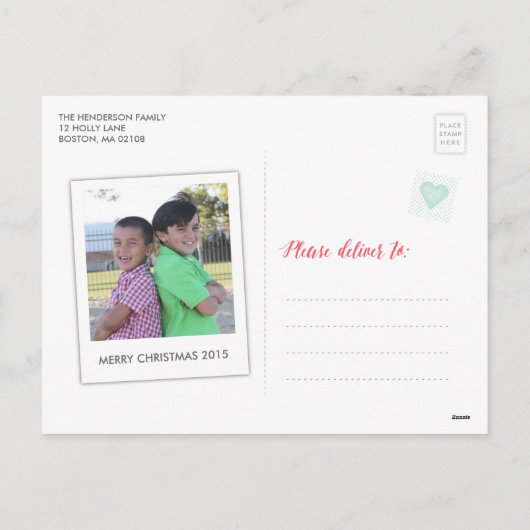 Merry and Bright Hand Geletterd Stamp Briefkaart (Achterkant)