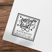 Merry And Bright Hand Lettered Kerstadres Zelfinktende Stempel