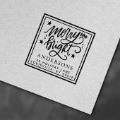 Merry And Bright Hand Lettered Kerstadres Zelfinktende Stempel