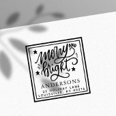 Merry And Bright Hand Lettered Kerstadres Zelfinktende Stempel