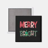 Merry And Bright Holiday Christmas Family  Magneet (Voorkant / Achterkant)