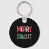 Merry And Bright Holiday Christmas Family  Sleutelhanger (Voorkant)