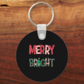 Merry And Bright Holiday Christmas Family  Sleutelhanger (Voorkant)