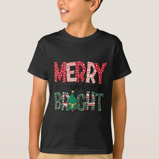 Merry And Bright Holiday Christmas Family  T-shirt (Voorkant)