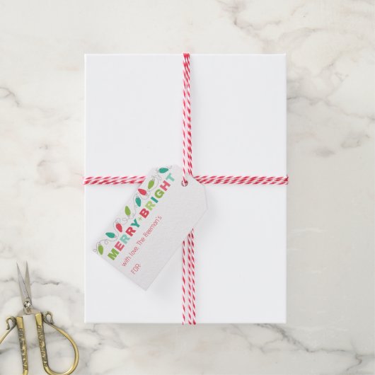 Merry and Bright Holiday Gift Label Cadeaulabel (Met Touw)