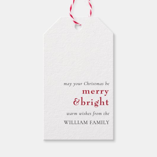 Merry and Bright Holiday Gift Label Cadeaulabel (Voorkant)
