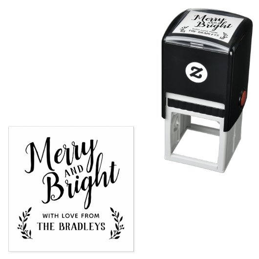 Merry and Bright Holiday Gift Label Label Zelfinktende Stempel (In situ)