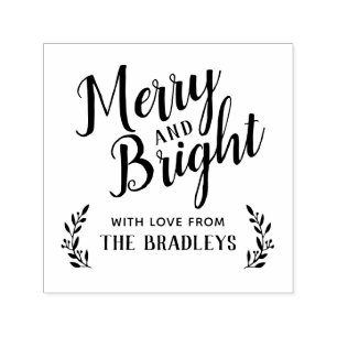 Merry and Bright Holiday Gift Label Label Zelfinktende Stempel