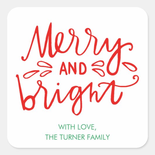 Merry and Bright Holiday Gift Square Stickers (Voorkant)