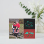Merry and Bright Holiday Photo Briefkaart (Staand voorkant)