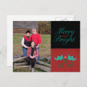 Merry and Bright Holiday Photo Briefkaart (Voorkant / Achterkant)