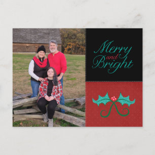 Merry and Bright Holiday Photo Briefkaart