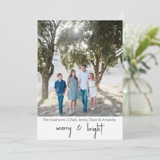 Merry and Bright Holiday Photo Card Feestdagenkaart (Staand voorkant)