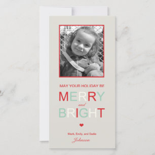 Merry and Bright Holiday Photo Card Feestdagenkaart