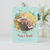 Merry and Bright Holiday Photo Card Kaart (Staand voorkant)