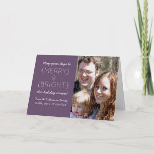 Merry and Bright Holiday Photo Card, Paars Feestdagen Kaart