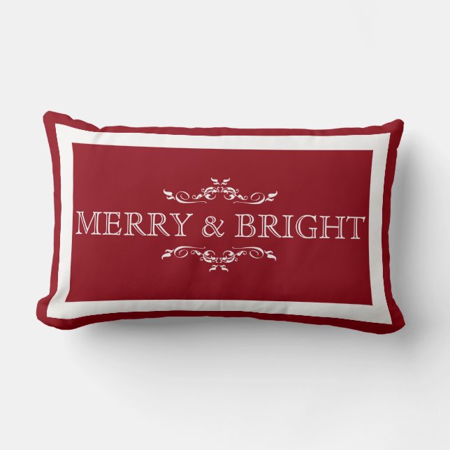 Merry and Bright Holiday Pillow Kussen (Voorkant)