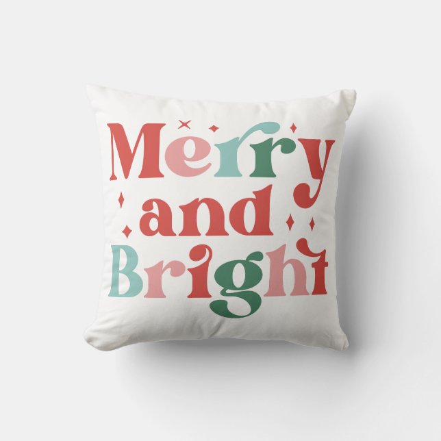 Merry and Bright Holiday Pillow Kussen (Voorkant)