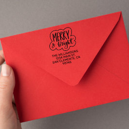 Merry and Bright Holiday Return Address Rubberstempel