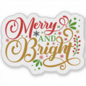 Merry and Bright Holiday Sticker (Voorkant)