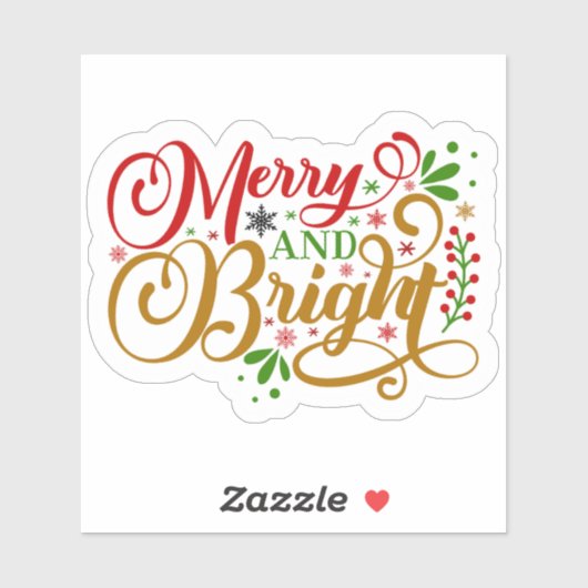 Merry and Bright Holiday Sticker (Vel)