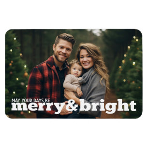 Merry and Bright Horizontale Kerst Foto Magneet