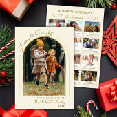 Merry and Bright Jaaroverzicht Gouden Boog Foto Feestdagenkaart