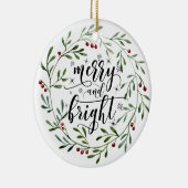 Merry And Bright Keramische Kerstbal Keramisch Ornament (Rechts)