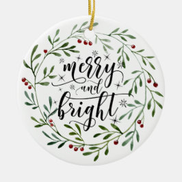 Merry And Bright  Keramische Kerstbal Keramisch Ornament