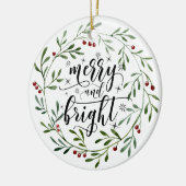 Merry And Bright Keramische Kerstbal Keramisch Ornament (Links)
