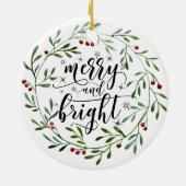 Merry And Bright Keramische Kerstbal Keramisch Ornament (Achterkant)