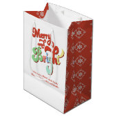 Merry and Bright Kerst Persoonlijk Medium Cadeauzakje (Voorkant Gekanteld)