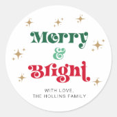 Merry and Bright Kerst sticker Holiday Label (Voorkant)