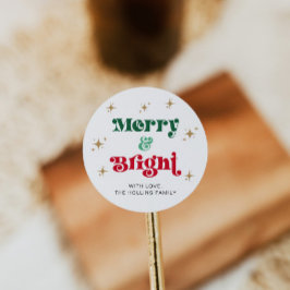 Merry and Bright Kerst sticker Holiday Label