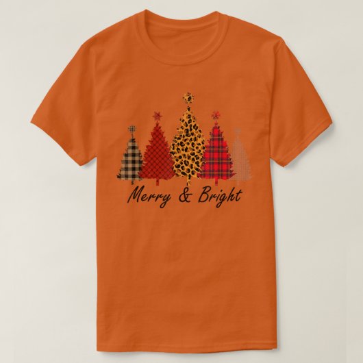 Merry and Bright kerstbomen Leopard Buffalo P T-shirt (Design voorkant)