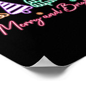 Merry And Bright Kerstboom Neon Kerstmis Poster (Hoek)