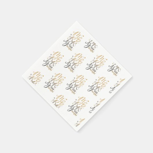 Merry and Bright kerstfeestay Gold Script Servet (Hoek)