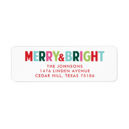 Merry and Bright Kerstmis Return Address Label