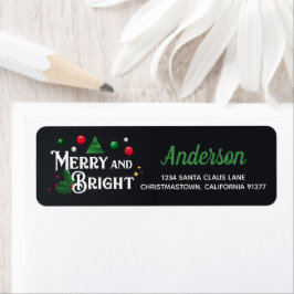 Merry and Bright Kerstmis Return Address Label