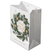 Merry and Bright Kerstmis Wreath Holiday Company Medium Cadeauzakje (Voorkant Gekanteld)
