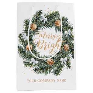 Merry and Bright Kerstmis Wreath Holiday Company Medium Cadeauzakje