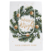 Merry and Bright Kerstmis Wreath Holiday Company Medium Cadeauzakje (Achterkant)
