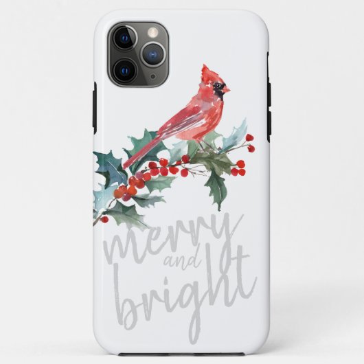 Merry and Bright KerstWinter Holly Kardinaal Case-Mate iPhone Case (Achterkant)