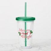 Merry and Bright - Klassieke vakantietypografie Acryl Drinkbeker (Voorkant)