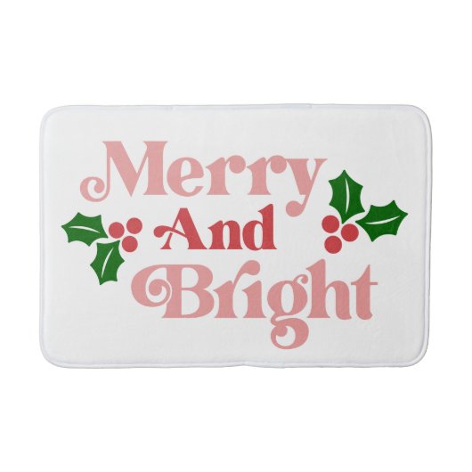 Merry and Bright - Klassieke vakantietypografie Badmat (Voorkant)