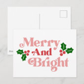 Merry and Bright - Klassieke vakantietypografie Briefkaart (Voorkant / Achterkant)