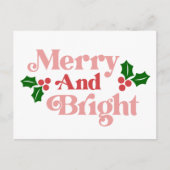 Merry and Bright - Klassieke vakantietypografie Briefkaart (Voorkant)